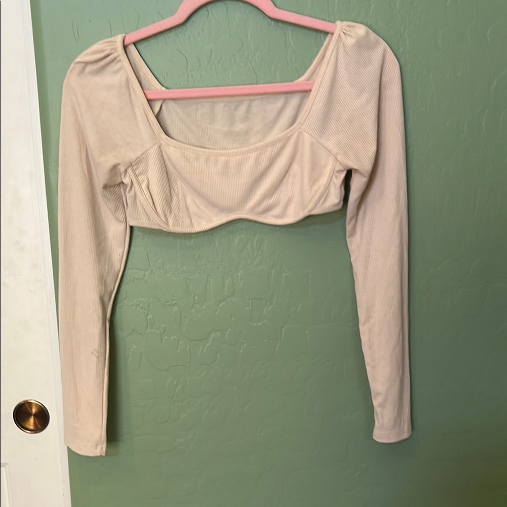 Long sleeve ribbed micro crop top